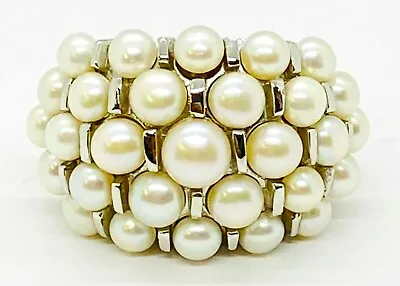 QVC Steel By Design Cultured Freshwater Pearl Cluster Ring Size 9 • $99.99