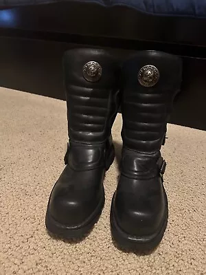 New Rock Black Leather Boots - Goth Punk Biker Korben Dallas • $40