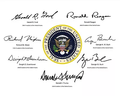 Presidential Seal With Signatures Of Last 7 Republican Presidents 8x10 Photo • $8.49