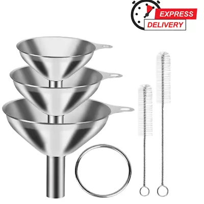 6 Pcs Stainless Steel Mini Funnels For Kitchen Use Large Tiny Small Funnel Set 3 • $8.49