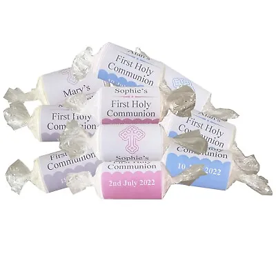 £8.99 • Buy Personalised First Holy Communion Love Heart Sweet Favours Gifts Blue, Pink Grey