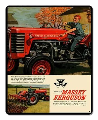 Massey Ferguson 65 Diesel Tractor 15  Heavy Duty Usa Made Metal Advertising Sign • $82.50