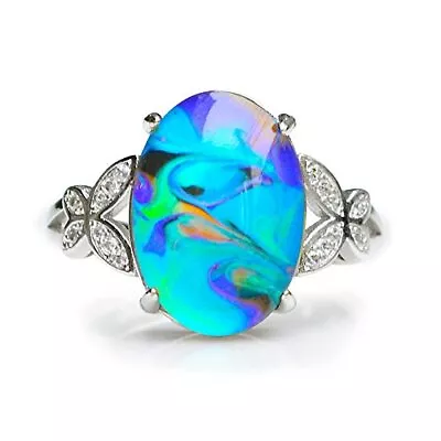 FUN JEWELS Opalescent Swirl Color Changing Oval Crystal Stone Brass Mood Ring... • $26.01