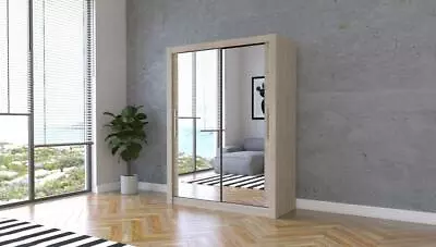 Milan Modern 2 &3 Sliding Door Wardrobe  In 6 Sizes And 4 Colors With LEDs • £345