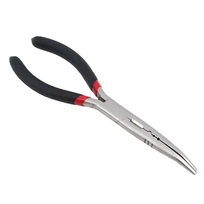 Long Fishing Pliers Stainless Steel Bent Nose Pliers Braid Cutter Hook CB • $26.74