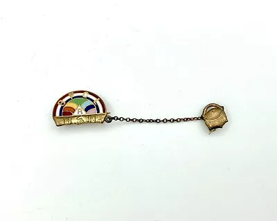 Vintage BFCL Rainbow Girl Pin 10K GF Top With Pot Of Gold Masonic Lapel Badge • $14.99