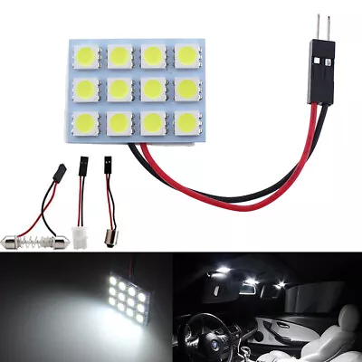 1Pcs 12SMD 5050 White Led Dome Light Panel Car Interior T10 BA9S Festoon Adapter • $7.75