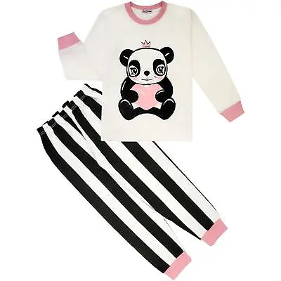 Kids Girls Boys Christmas Pyjamas Pink Panda Animal PJs Xmas Set Lounge Suit • £9.99
