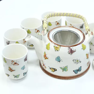 Oriental Style Herbal Teapot And 6 Cups Set - Metal Strainer Chinese Tea Leaves • £21.45