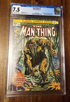 Man-Thing #1 (1974) CGC 7.5 2nd App Of Howard The Duck Bronze Age Marvel Comics  • $145