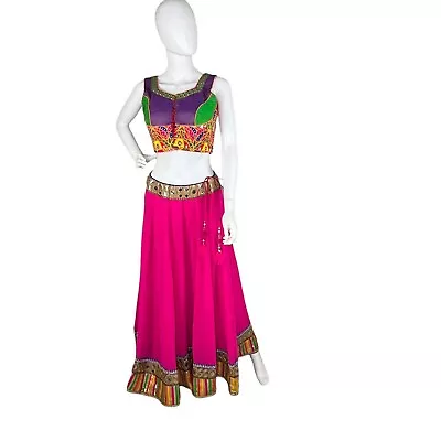 Size S Colorful Embroided Lehenga Garba Embroidered Sequins Mirror Details • $69.99