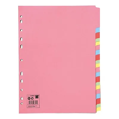 5-20 Subject File Filing Dividers Folder - Multi Colour A4 Punched Index Sheets • £1.59