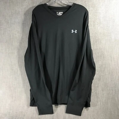 $19.99 • Buy Under Armour Long Sleeve V-Neck Shirt Men's 2XL Fitted Black ColdGear