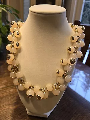 J. Crew Light Pink Bubble Statement Gold Tone Necklace • $35