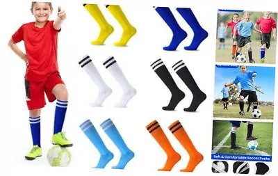 6 Pair Kids Soccer Socks Striped Knee High Tube Boys Girls Soccer Socks  • $30.73