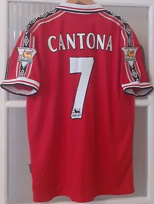 Man Utd Treble Winning Home Shirt # 7 CANTONA  Size L Retro Remake  • £45