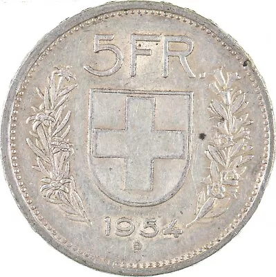 SILVER - WORLD Coin - 1954 Switzerland 5 Francs - World Silver Coin *343 • $0.11