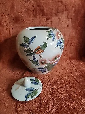 Vintage. Beautiful Macau Chinese Porcelain Vase/ Jar With Lid. Floral Design • $75