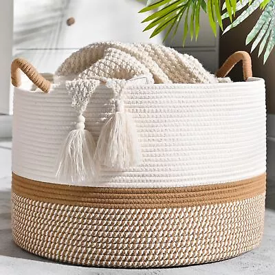 Large Blanket Basket 20 X13 Woven Baskets For Storage Baby Laundry Hamper Cott • $41.26