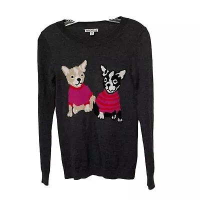 J. Crew Mercantile Gray French Bulldog Teddie Knit Sweater Women's Size XXS • $25