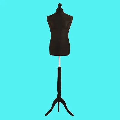 Black Male Tailors Mannequin Display  Dummy For Dressmakers  Black Wood Base • £39.95