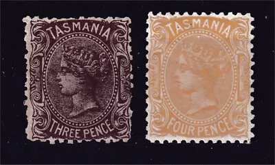 TASMANIA MINT 3d BROWN + 4d BISTRE QV SIDEFACES (K55) • $5.95