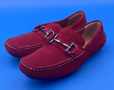 Alfani James Red Suede Slip-On Loafers With Buckle Men's Size 8M • $17.95