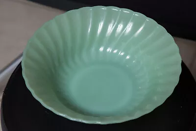 Vintage Anchor Hocking Fire King Jadeite Swirl Scalloped Serving Bowl 8.25  • $44.99