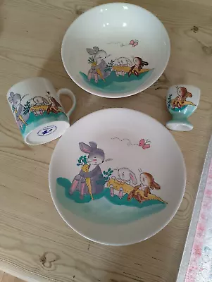 A Preowned 4 Piece Breakfast Set Child`s Whittards   Rabbit  Design • £10