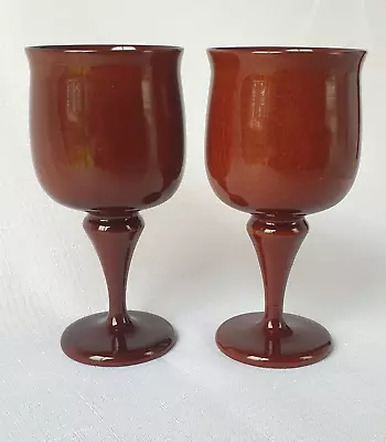 Wooden Wine Glass Rosewood Goblets Pair Old World Timber Handmade Art • $30