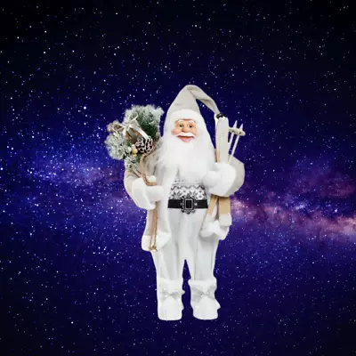Father Christmas Standing Santa Grey Figure Decoration Luxury Xmas Ornament 60cm • £28.95