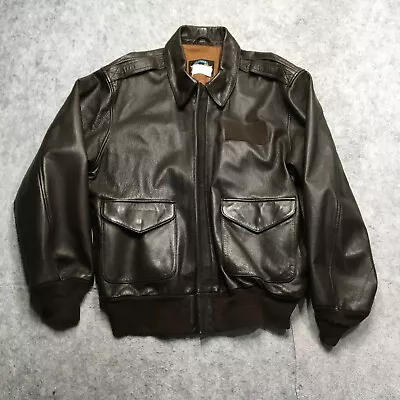 Vintage Neil Cooper A 2 Flight Jacket Mens Large Long L Brown Goat Skin Leather • $129.95