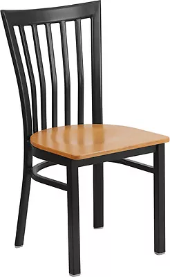 Black School House Metal Restaurant Chair With Natural Wood Seat • $119.95