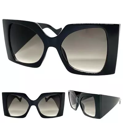 OVERSIZED EXAGGERATED VINTAGE RETRO Style SUNGLASSES Big Super Thick Black Frame • $14.99