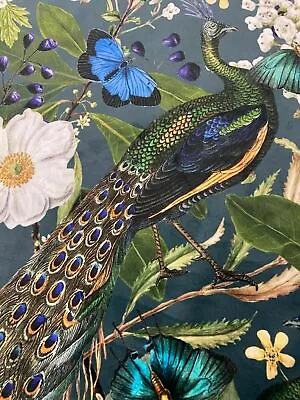 £2.99 • Buy Paradise Peacock Velvet Teal Blues  Super Soft   Curtain/Upholstery Fabric