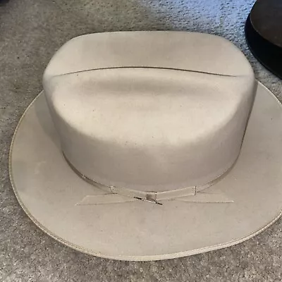 Vintage Older Gray Stetson Beaver Cowboy Hat Western 7 3/4 Nice Hat Open Road? • $199