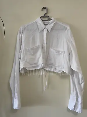 $75.99 • Buy Zara New Woman Ss23 White Linen Blend Frayed Shirt Ref:4043/251