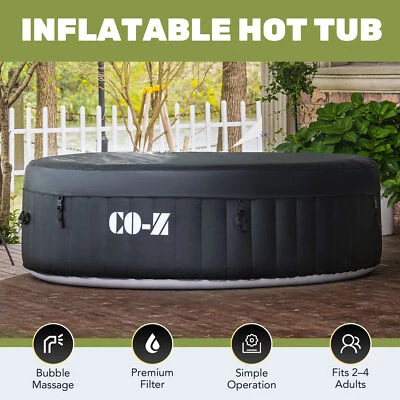 $359.43 • Buy 4 Person Hot Tub With Bubble Jets 6ft Blow Up Indoor Outdoor Sauna Spa Black