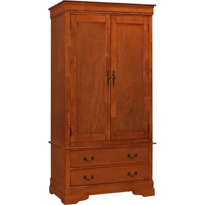 Glory Furniture Louis Phillipe 2 Drawer Armoire In Oak • $730.99