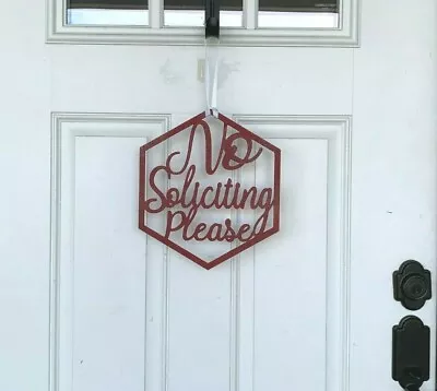  No Soliciting Door Hanger Stylish Custom Home Decor Black White Red • $18