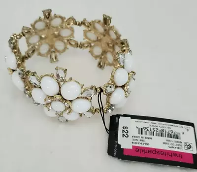 Jcp Tr White Sparkle Stretch Bracelet Beads And Rhinestones NWT • $15.95