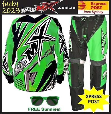 2024 GREEN MX MOTOCROSS/BMX (Pants+Jersey) Kids Youth Junior Dirt Bike Gear ATV • $85.99