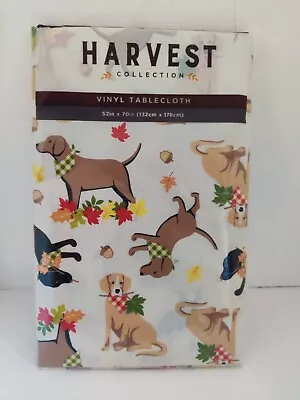 Fall Autumn Harvest Collection Vinyl Flannel Back Tablecloth Oblagon 52'x70' Dog • $14