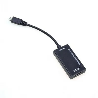 Micro USB MHL To HDMI Adaptor + Charging Port For Samsung Galaxy HTC Black • £5.49