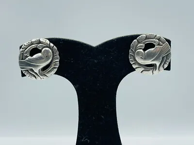 Georg Jensen Denmark Vintage Sterling Silver Dove Bird Clip Earrings No. 66 • $300