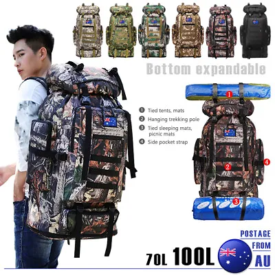 70L Extend 100L Outdoor Military Tactical Backpack Rucksack Camping Hiking Bag • $40.75