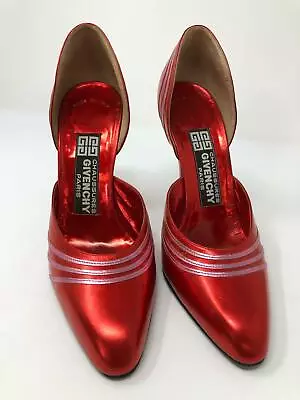 Givenchy Vintage Metallic Red Leather Shoes Size 6M (UK4) • £350