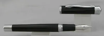 Monteverde Strata Black & Chrome Fountain Pen - New In Box - Stub Nib • $24