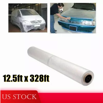Masking Film 12.5x328ft Clear Polythene Sheeting Car Plastic Cover Static Paint • $33.88