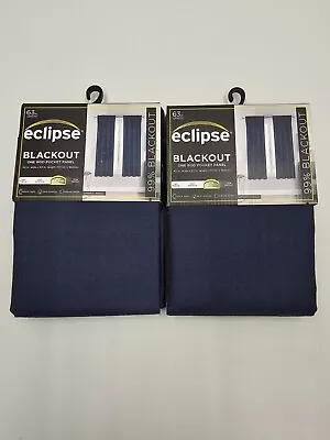 Eclipse Blackout Rod Pocket Panel Curtain 42 In X 63 In Indigo Blue 2 Packs • $38.99